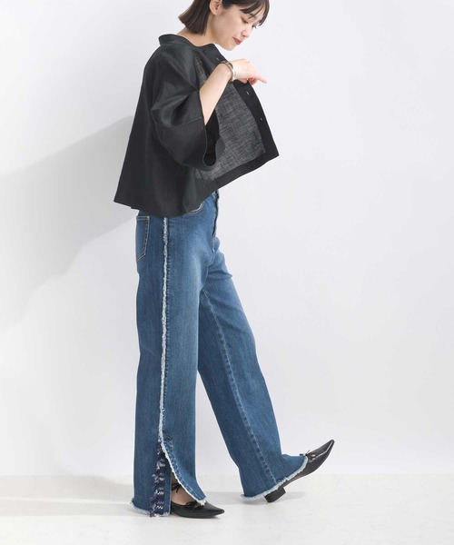 PICCIN（ピッチン）の「リネンシャツジャケット（ノーカラージャケット・レディース・イエロー/ブラック/ブルー・M）」の13枚目の写真