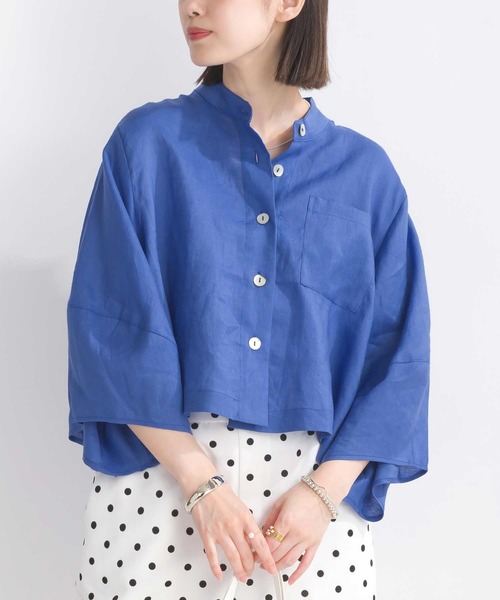 PICCIN（ピッチン）の「リネンシャツジャケット（ノーカラージャケット・レディース・イエロー/ブラック/ブルー・M）」の15枚目の写真