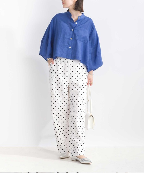 PICCIN（ピッチン）の「リネンシャツジャケット（ノーカラージャケット・レディース・イエロー/ブラック/ブルー・M）」の18枚目の写真