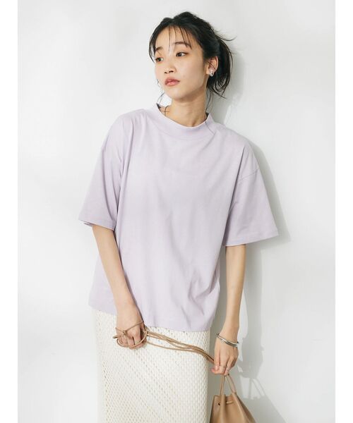 CRAFT STANDARD BOUTIQUE（クラフトスタンダードブティック）の「接触冷感/モックネックリングドットプルオーバー（Tシャツ/カットソー・レディース・ブラック/サックスブルー/ラベンダー/ホワイト・FREE）」の6枚目の写真