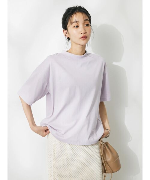 CRAFT STANDARD BOUTIQUE（クラフトスタンダードブティック）の「接触冷感/モックネックリングドットプルオーバー（Tシャツ/カットソー・レディース・ブラック/サックスブルー/ラベンダー/ホワイト・FREE）」の7枚目の写真