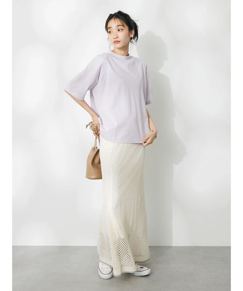 CRAFT STANDARD BOUTIQUE（クラフトスタンダードブティック）の「接触冷感/モックネックリングドットプルオーバー（Tシャツ/カットソー・レディース・ブラック/サックスブルー/ラベンダー/ホワイト・FREE）」の13枚目の写真