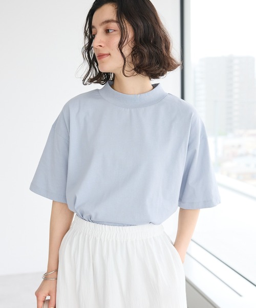 CRAFT STANDARD BOUTIQUE（クラフトスタンダードブティック）の「接触冷感/モックネックリングドットプルオーバー（Tシャツ/カットソー・レディース・ブラック/サックスブルー/ラベンダー/ホワイト・FREE）」の4枚目の写真