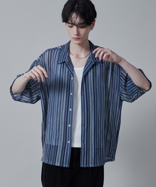 LUCY（ルーシー）の「LUCY/ストライプメッシュBIGシャツ（シャツ/ブラウス・メンズ・その他1/その他2/その他3・LARGE/MEDIUM）」の3枚目の写真