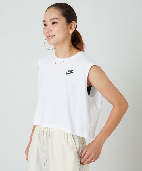 NIKE(ナイキ)の「限定展開 NIKE/ナイキ ナイキ W NSWクラブ クロップ TEE(タンクトップ・レディース・ベージュ/ブラック/ホワイト・SMALL/MEDIUM)」の5枚目の写真