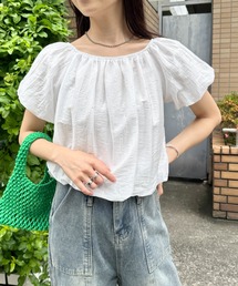 2WAYミニストーンバルーン半袖ブラウス