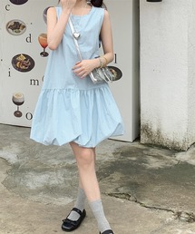 裾バルーンミニワンピース