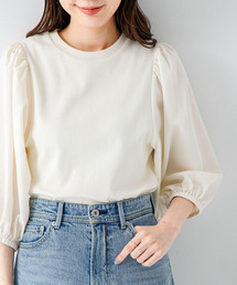 URBAN RESEARCH Sonny Label | 『WEB限定』パフスリーブコンビ半袖プルオーバー(Tシャツ/カットソー)