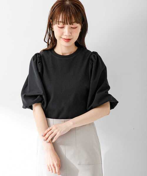 URBAN RESEARCH Sonny Label（アーバンリサーチサニーレーベル）の「パフスリーブコンビ半袖プルオーバー（Tシャツ/カットソー・レディース・オフホワイト/ブラック/ブルー・FREE）」の13枚目の写真