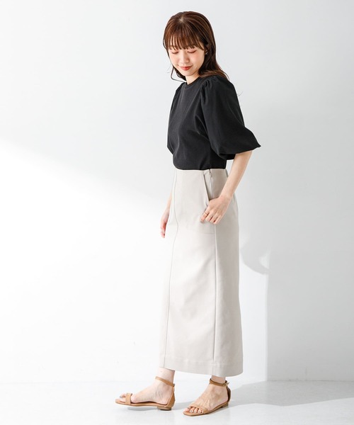 URBAN RESEARCH Sonny Label（アーバンリサーチサニーレーベル）の「パフスリーブコンビ半袖プルオーバー（Tシャツ/カットソー・レディース・オフホワイト/ブラック/ブルー・FREE）」の18枚目の写真