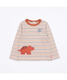 KP BOY（ケーピーボーイ）の「恐竜のマルチボーダー長袖Ｔシャツ(80～120)（Tシャツ/カットソー）」
