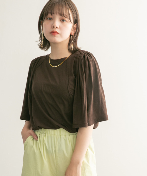 KBF（ケイビーエフ）の「フリルスリーブシアーカットソー（Tシャツ/カットソー・レディース・アイボリー/ラベンダー/ダークブラウン・ONE）」の3枚目の写真