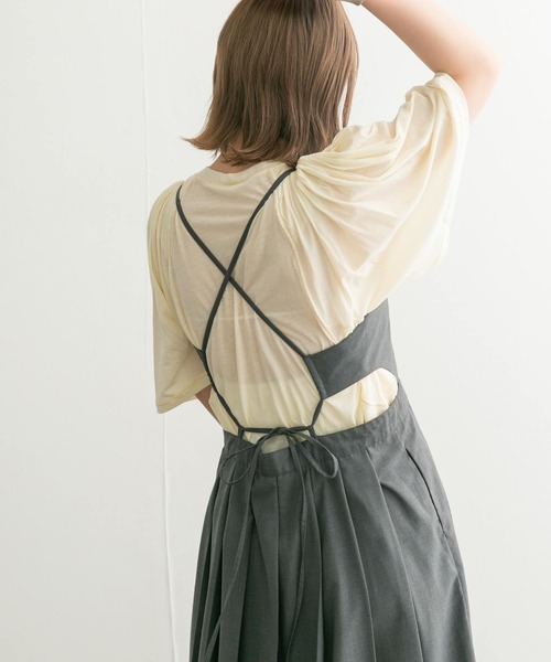 KBF（ケイビーエフ）の「フリルスリーブシアーカットソー（Tシャツ/カットソー・レディース・アイボリー/ラベンダー/ダークブラウン・ONE）」の6枚目の写真