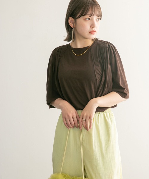 KBF（ケイビーエフ）の「フリルスリーブシアーカットソー（Tシャツ/カットソー・レディース・アイボリー/ラベンダー/ダークブラウン・ONE）」の10枚目の写真