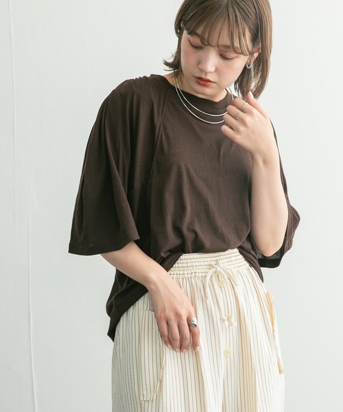 tシャツ 「接触冷感」フリルスリーブシアーカットトップス 「低身長・小柄女性」 レディース tシャツ 「接触冷感」フリルスリーブシアーカットトップス 「低