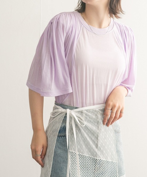 KBF（ケイビーエフ）の「フリルスリーブシアーカットソー（Tシャツ/カットソー・レディース・アイボリー/ラベンダー/ダークブラウン・ONE）」の19枚目の写真