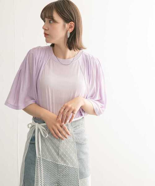 KBF（ケイビーエフ）の「フリルスリーブシアーカットソー（Tシャツ/カットソー・レディース・アイボリー/ラベンダー/ダークブラウン・ONE）」の20枚目の写真