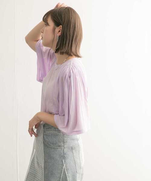 KBF（ケイビーエフ）の「フリルスリーブシアーカットソー（Tシャツ/カットソー・レディース・アイボリー/ラベンダー/ダークブラウン・ONE）」の21枚目の写真