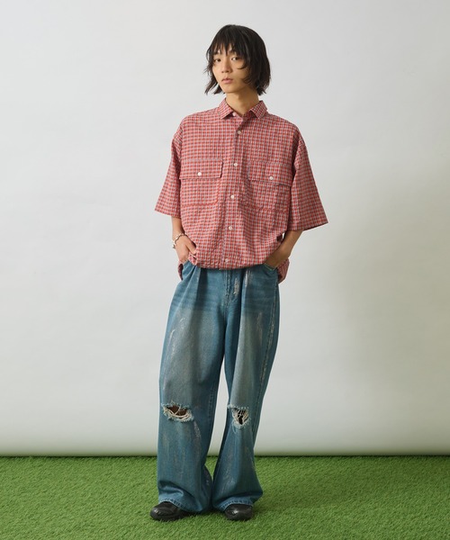 WETTEMPT（ウィテンプト）の「SILVER PAINT DAMAGE DENIM PANTS