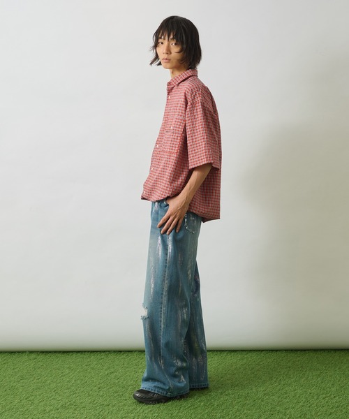 WETTEMPT（ウィテンプト）の「SILVER PAINT DAMAGE DENIM PANTS /シルバーペイントダメージデニムパンツ（デニムパンツ・メンズ・ブラック/ブルー/グリーン・LARGE/MEDIUM/SMALL）」の15枚目の写真