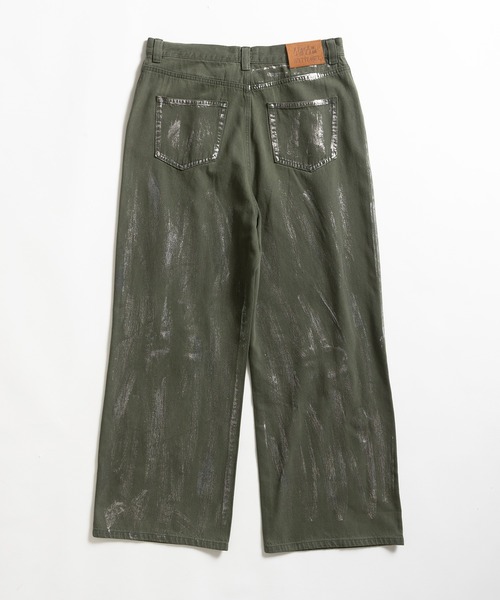 セール】SILVER PAINT DAMAGE DENIM PANTS /シルバーペイント