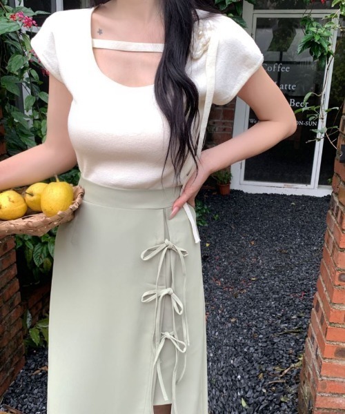 ECLIN（エクラン）の「フロントリボンスリットレイヤードスカート（スカート・レディース・ブラック/グリーン/ベージュ・L/S/M）」の19枚目の写真