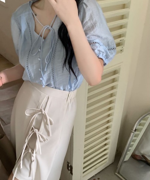 ECLIN（エクラン）の「フロントリボンスリットレイヤードスカート（スカート・レディース・ブラック/グリーン/ベージュ・L/S/M）」の14枚目の写真