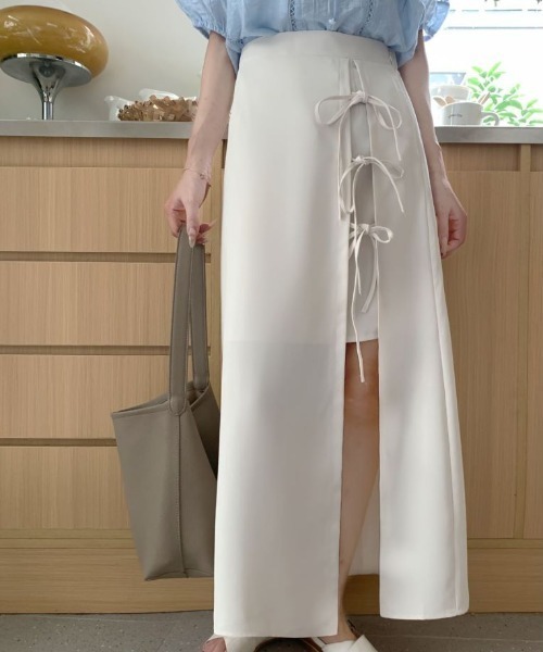 ECLIN（エクラン）の「フロントリボンスリットレイヤードスカート（スカート・レディース・ブラック/グリーン/ベージュ・L/S/M）」の17枚目の写真