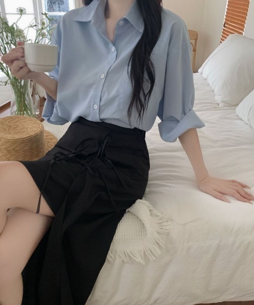 ECLIN（エクラン）の「フロントリボンスリットレイヤードスカート（スカート・レディース・ブラック/グリーン/ベージュ・L/S/M）」の9枚目の写真