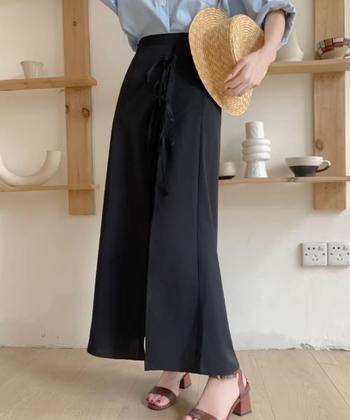 ECLIN（エクラン）の「フロントリボンスリットレイヤードスカート（スカート・レディース・ブラック/グリーン/ベージュ・L/S/M）」の10枚目の写真