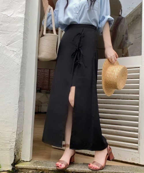 ECLIN（エクラン）の「フロントリボンスリットレイヤードスカート（スカート・レディース・ブラック/グリーン/ベージュ・L/S/M）」の11枚目の写真