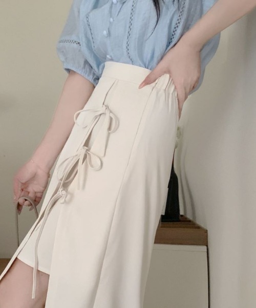 ECLIN（エクラン）の「フロントリボンスリットレイヤードスカート（スカート・レディース・ブラック/グリーン/ベージュ・L/S/M）」の20枚目の写真