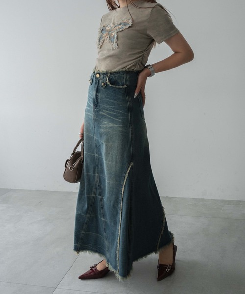 dispark（ディスパーク）の「DISPARK/フリンジデニムロンスカ（デニムスカート・レディース・ブラック/ブルー系1・FREE）」の12枚目の写真