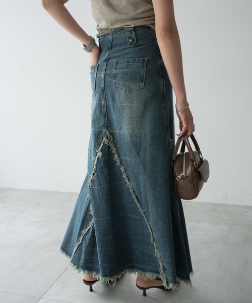 dispark（ディスパーク）の「DISPARK/フリンジデニムロンスカ（デニムスカート・レディース・ブラック/ブルー系1・FREE）」の10枚目の写真