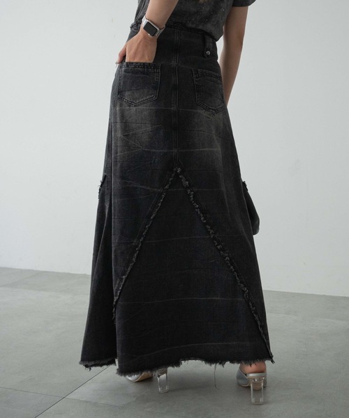 dispark（ディスパーク）の「DISPARK/フリンジデニムロンスカ（デニムスカート・レディース・ブラック/ブルー系1・FREE）」の5枚目の写真