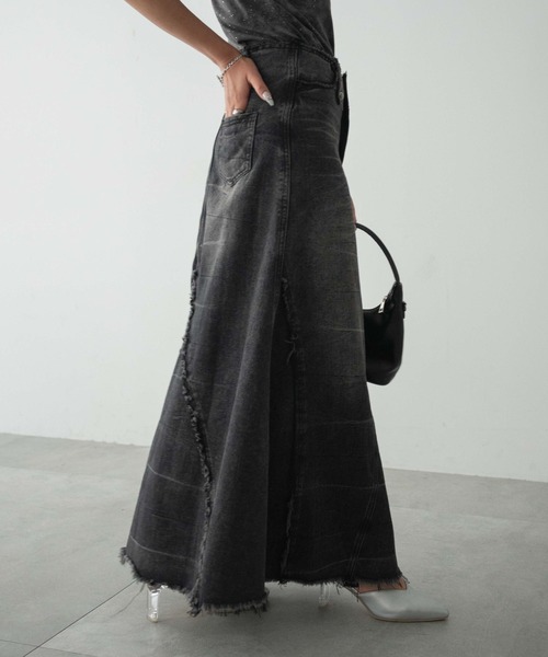 dispark（ディスパーク）の「DISPARK/フリンジデニムロンスカ（デニムスカート・レディース・ブラック/ブルー系1・FREE）」の6枚目の写真