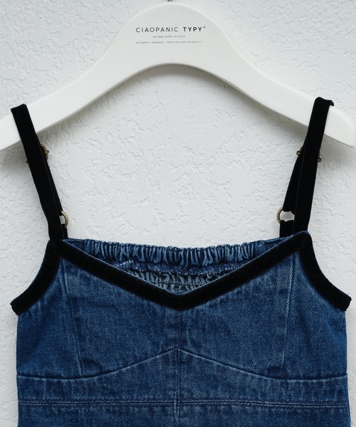 CIAOPANIC TYPY（チャオパニックティピー）の「【KIDS】テープベロアデニムキャミ（キャミソール・キッズ・ネイビー/ブラック・XX-LARGE/X-LARGE/LARGE/MEDIUM/SMALL）」の5枚目の写真
