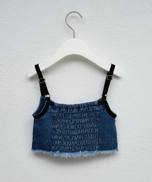 CIAOPANIC TYPY（チャオパニックティピー）の「【KIDS】テープベロアデニムキャミ（キャミソール・キッズ・ネイビー/ブラック・XX-LARGE/X-LARGE/LARGE/MEDIUM/SMALL）」の4枚目の写真