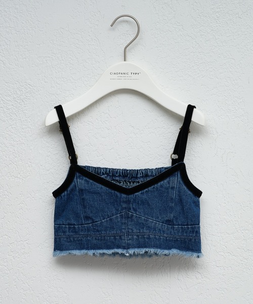 CIAOPANIC TYPY（チャオパニックティピー）の「【KIDS】テープベロアデニムキャミ（キャミソール・キッズ・ネイビー/ブラック・XX-LARGE/X-LARGE/LARGE/MEDIUM/SMALL）」の3枚目の写真