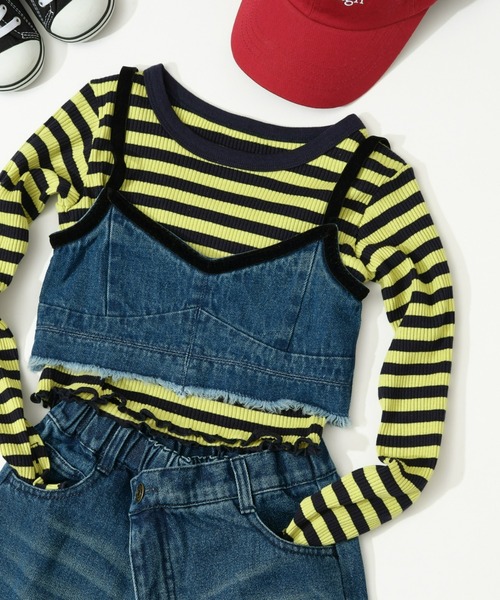 CIAOPANIC TYPY（チャオパニックティピー）の「【KIDS】テープベロアデニムキャミ（キャミソール・キッズ・ネイビー/ブラック・XX-LARGE/X-LARGE/LARGE/MEDIUM/SMALL）」の11枚目の写真