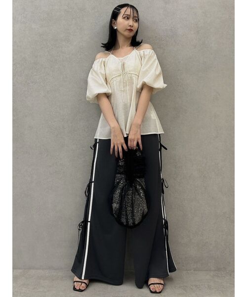 dazzlin（ダズリン）の「サイドリボントラックパンツ（その他パンツ・レディース・チャコールグレー/パープル/アイボリー・MEDIUM/SMALL）」の15枚目の写真