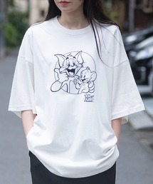 【40I】〔Tom & Jerry/トム & ジェリー〕イラストプリント オーバーサイズ 半袖Tシャツ