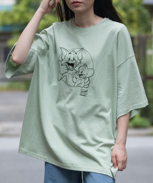 Tom&Jerry(トムアンドジェリー)の「【40I】〔Tom & Jerry/トム & ジェリー〕イラストプリント オーバーサイズ 半袖Tシャツ(Tシャツ/カットソー・メンズ・ベージュ系2/ライトグリーン系1/パープル系1/ホワイト系1/ブラウン系1/ブラウン系2/ライトグリーン系2/ライトグリーン系3/パープル系3/パープル系2/ホワイト系3/ブラウン系3/ベージュ系1/ベージュ系3/ホワイト系2・MEDIUM/LARGE/X-LARGE)」の10枚目の写真