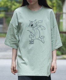 【40I】〔Tom & Jerry/トム & ジェリー〕イラストプリント オーバーサイズ 半袖Tシャツ