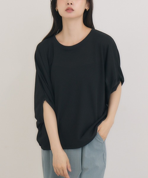 KATHARINE ROSS(キャサリンロス)の「【KATHARINE ROSS】日本製 ワッフルプルオーバー(Tシャツ/カットソー・レディース・アイボリー/ブラック・MEDIUM)」の2枚目の写真