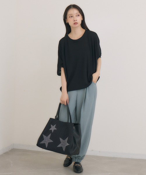 KATHARINE ROSS(キャサリンロス)の「【KATHARINE ROSS】日本製 ワッフルプルオーバー(Tシャツ/カットソー・レディース・アイボリー/ブラック・MEDIUM)」の3枚目の写真