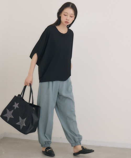 KATHARINE ROSS(キャサリンロス)の「【KATHARINE ROSS】日本製 ワッフルプルオーバー(Tシャツ/カットソー・レディース・アイボリー/ブラック・MEDIUM)」の4枚目の写真