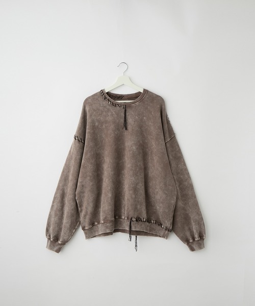 SERACE】Heavy weight vintage pigment damage stitch sweat