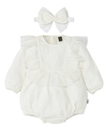 moimoln（モイモルン）の「【フォーマル2点セット】フリルデザインカバーオール＆ヘアバンド（カバーオール・キッズ）」
