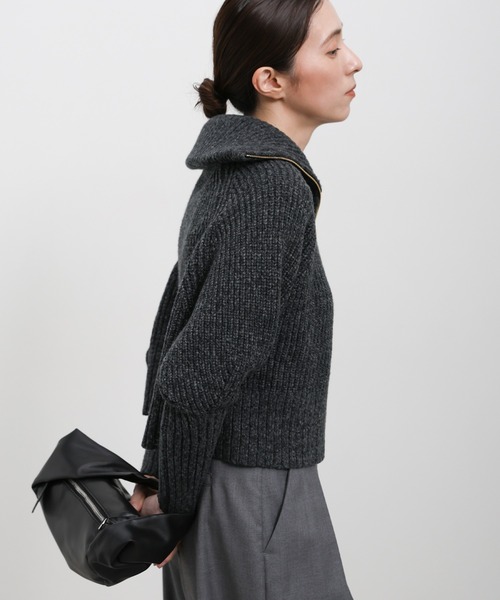 セール】【新色追加】メランジハーフジップラメニットトップス（ニット